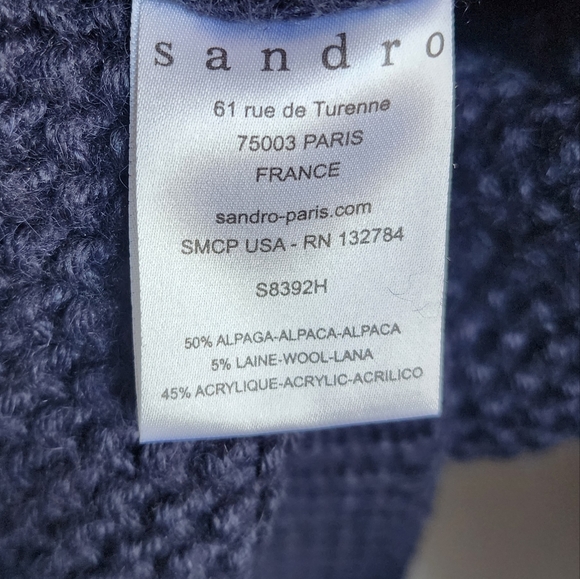 Sandro Navy Chunky Crewneck Sweater - Picture 7 of 11